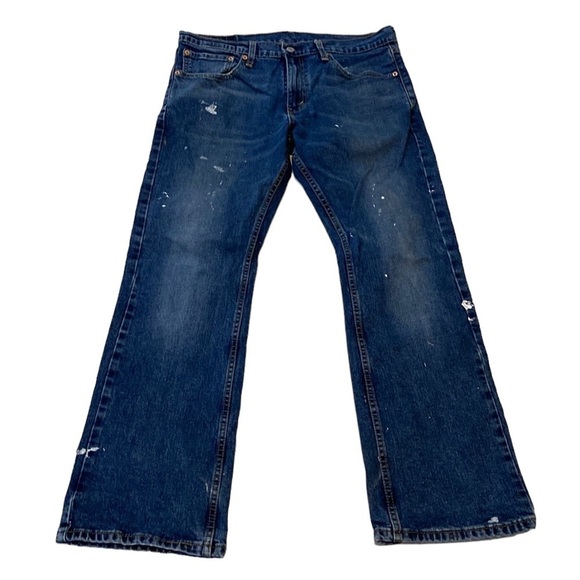 Levi’s 527 Distressed Paint Destroyed Jeans Slim Fit Boot Cut Denim Size W34xL30 - Picture 1 of 11